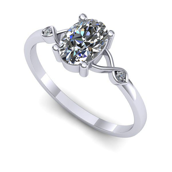 Inel logodna din aur alb cu safir alb