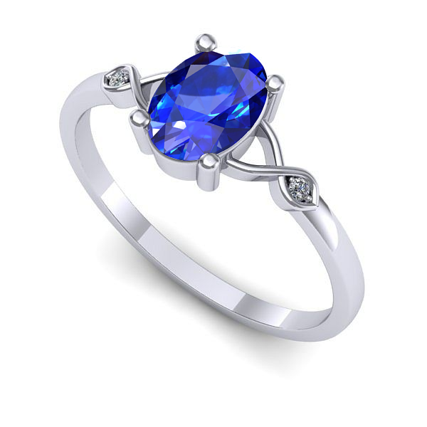 Inel de logodna din aur alb cu safir