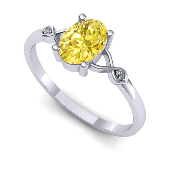 Inel din aur alb cu safir galben