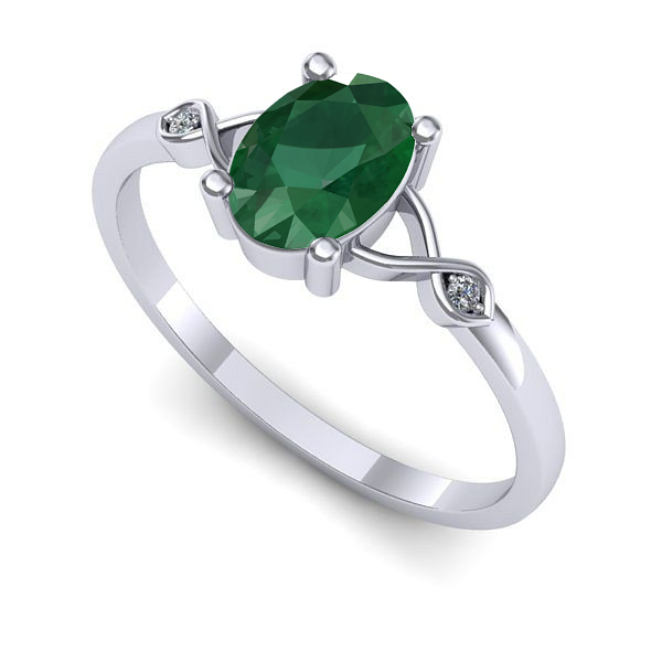 Inel din aur alb cu smarald