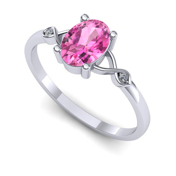 Inel din aur alb cu safir roz