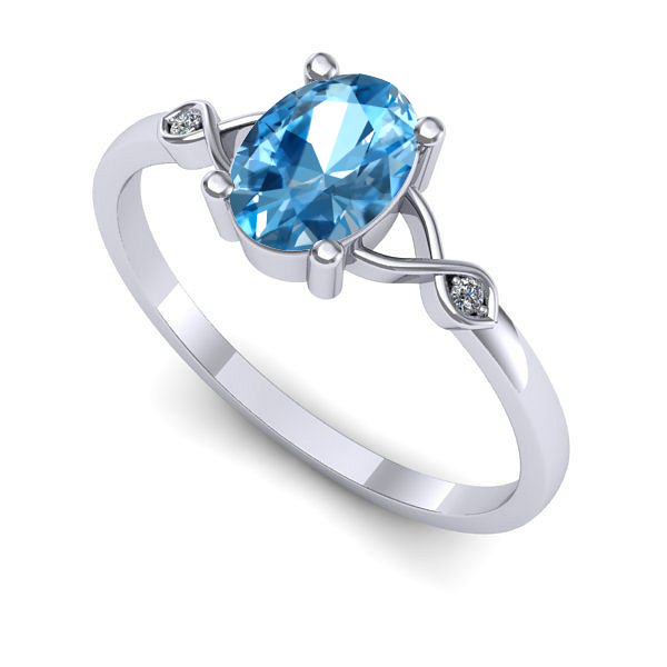 Inel de logodna din aur alb cu topaz blue