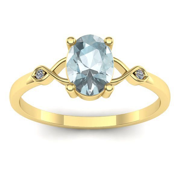 Inel de logodna cu aquamarin oval