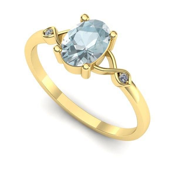 Inel de logodna din aur galben cu aquamarin