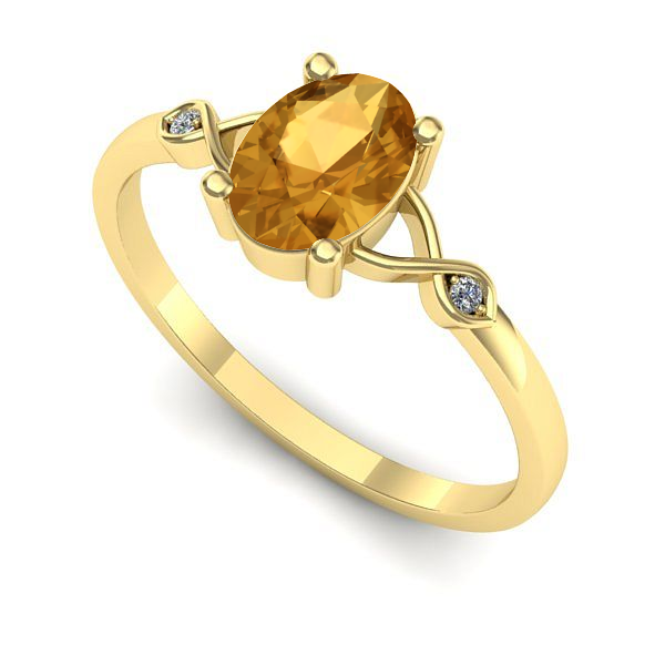 Inel din aur galben cu citrin