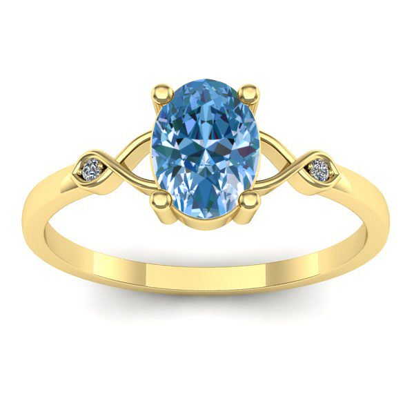 Inel cu diamant de laborator albastru oval