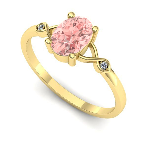 Inel din aur galben cu diamant de laborator roz