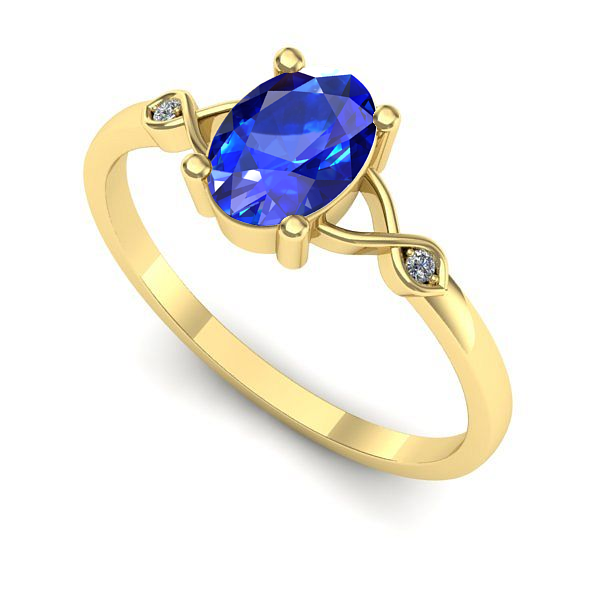 Inel logodna din aur galben cu safir