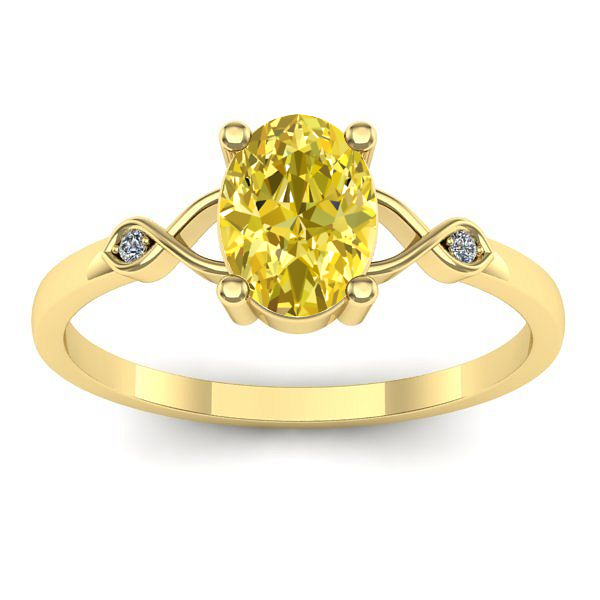 Inel cu safir galben oval