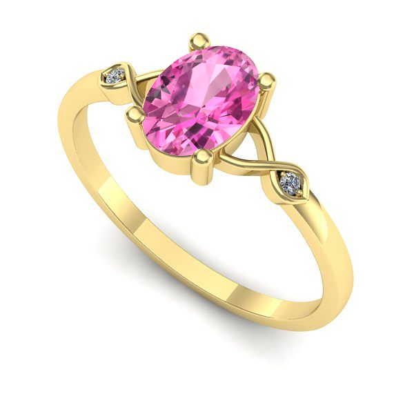 Inel logodna din aur galben cu safir roz