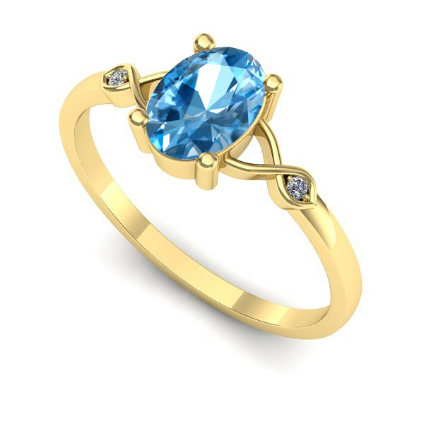 Inel logodna din aur galben cu topaz blue