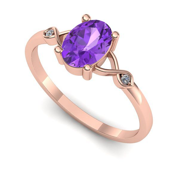 Inel logodna din aur roz cu ametist
