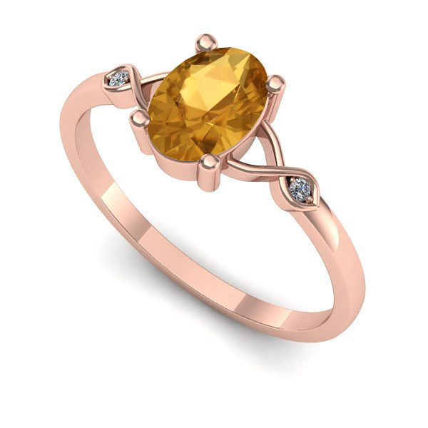 Inel din aur roz cu citrin