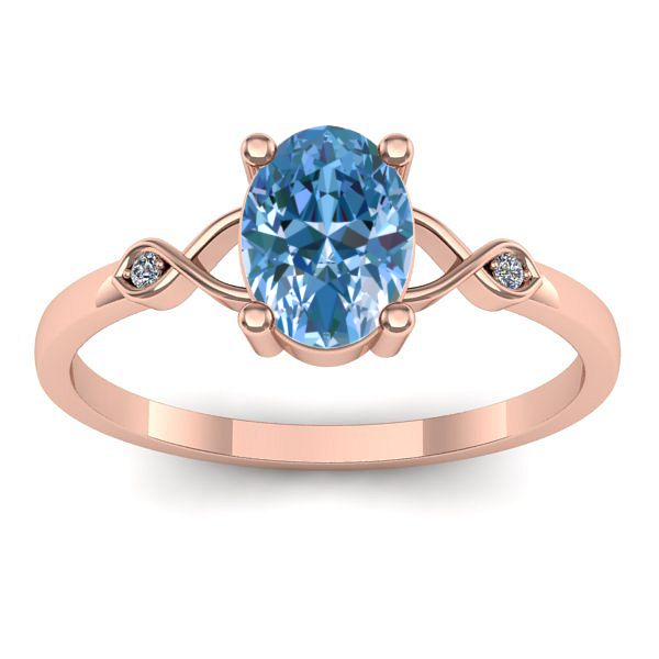 Inel de logodna cu diamant de laborator albastru oval