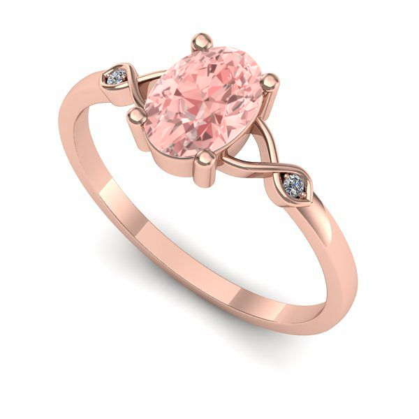Inel din aur roz cu diamant de laborator roz