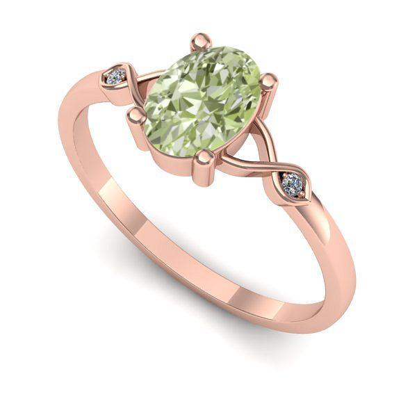 Inel de logodna din aur roz cu diamant de laborator verde