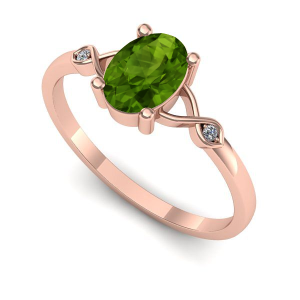 Inel din aur roz cu peridot