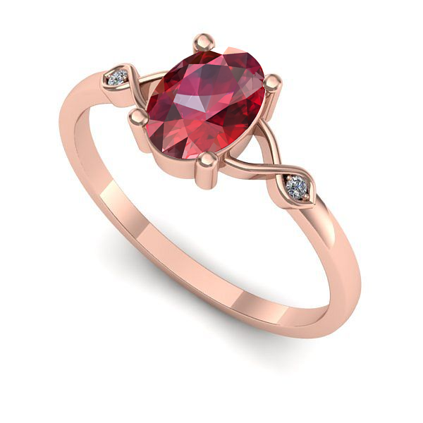 Inel logodna din aur roz cu rubin
