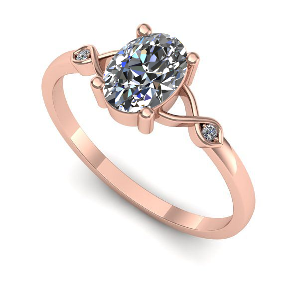 Inel din aur roz cu diamant de laborator