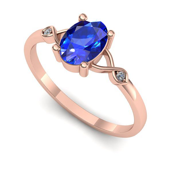 Inel logodna din aur roz cu safir