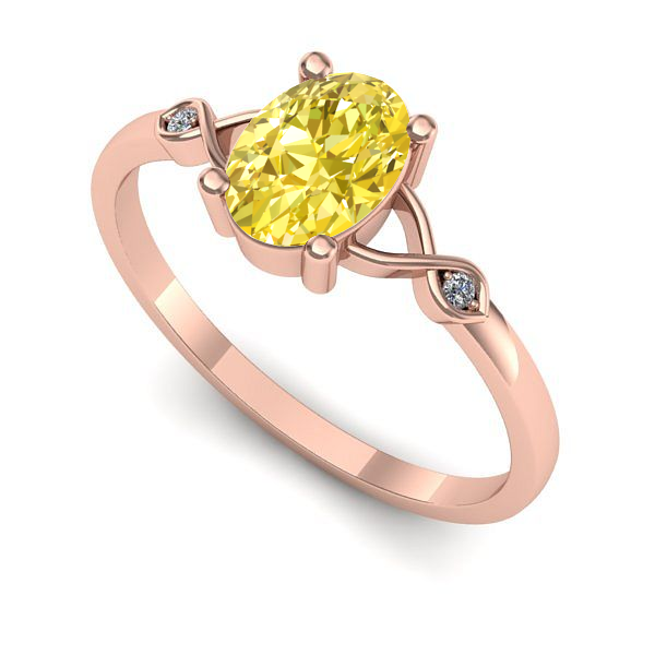 Inel logodna din aur roz cu safir galben