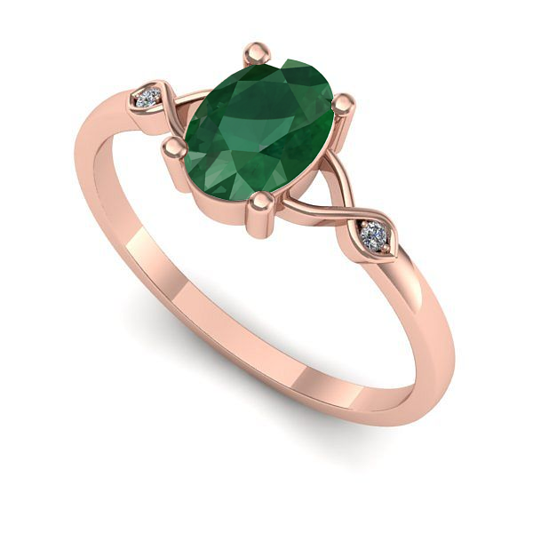 Inel logodna din aur roz cu smarald