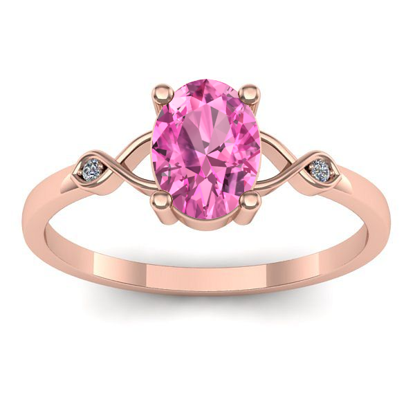 Inel logodna cu safir roz oval