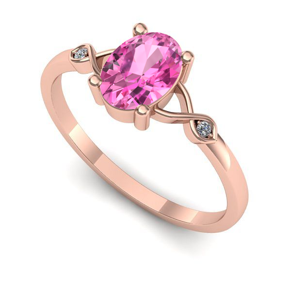 Inel logodna din aur roz cu safir roz