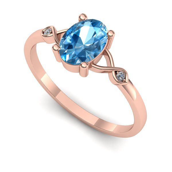 Inel de logodna din aur roz cu topaz blue