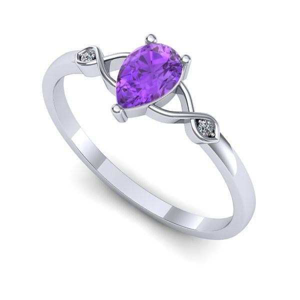 Inel logodna din aur alb cu ametist