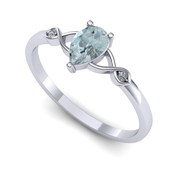 Inel din aur alb cu aquamarin