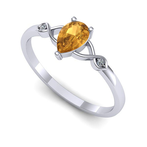 Inel de logodna din aur alb cu citrin