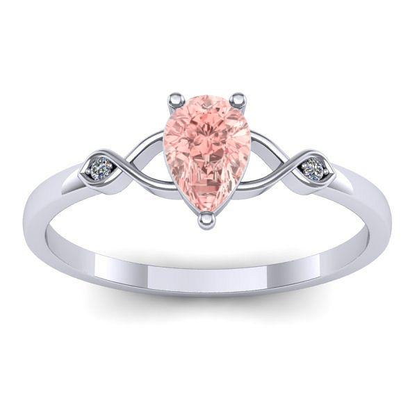 Inel logodna cu diamant de laborator roz lacrima
