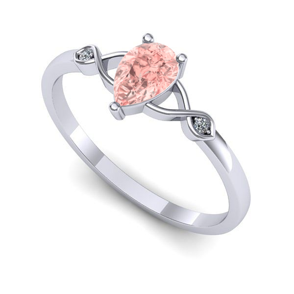 Inel logodna din aur alb cu diamant de laborator roz