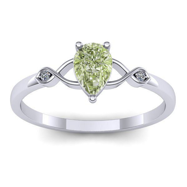 Inel cu diamant de laborator verde lacrima