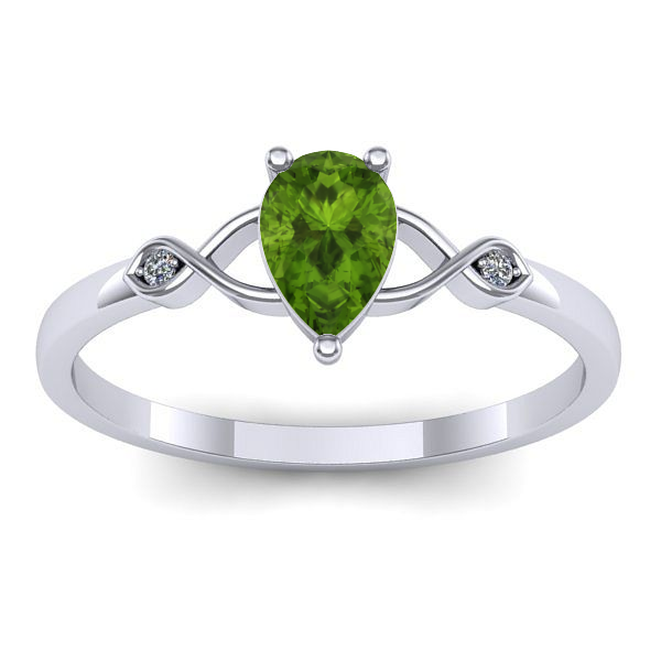 Inel de logodna cu peridot lacrima