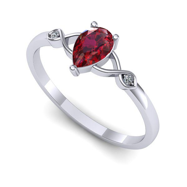 Inel de logodna din aur alb cu rubin