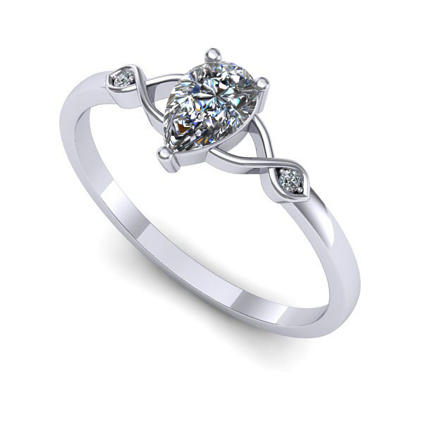 Inel logodna din aur alb cu safir alb