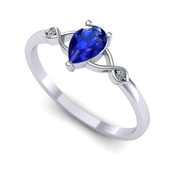 Inel de logodna din aur alb cu safir