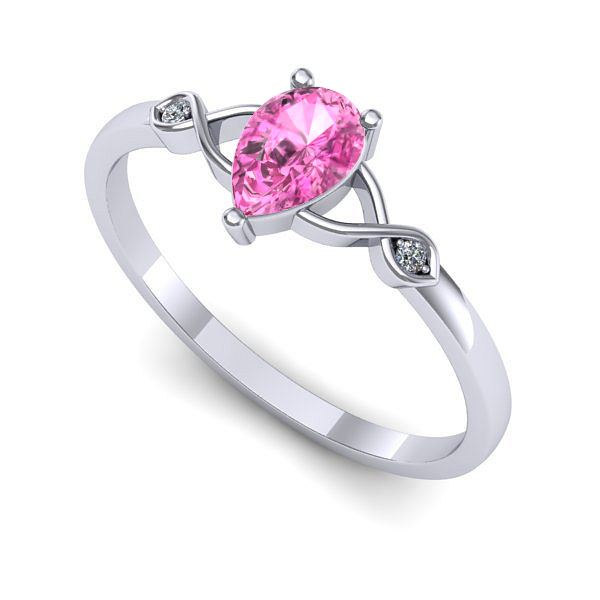 Inel logodna din aur alb cu safir roz
