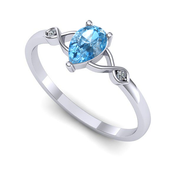 Inel logodna din aur alb cu topaz blue