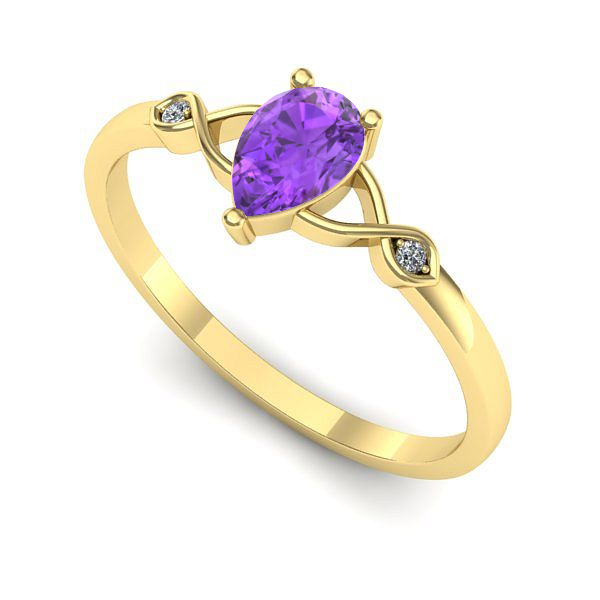 Inel din aur galben cu ametist