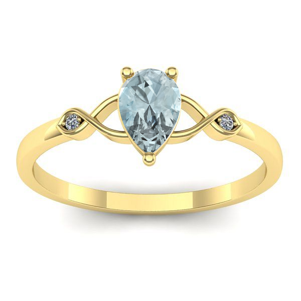 Inel de logodna cu aquamarin lacrima