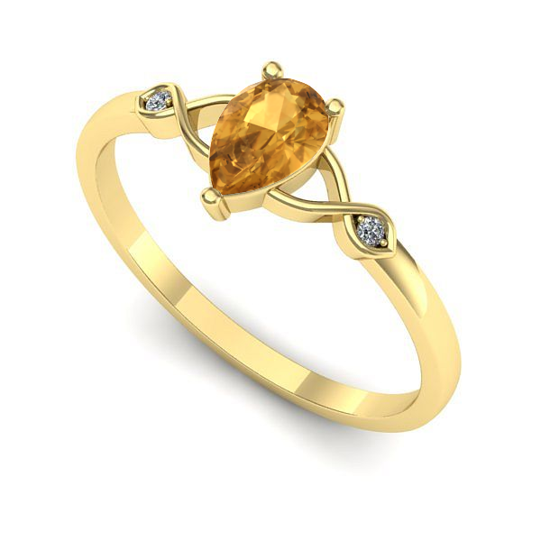 Inel de logodna din aur galben cu citrin