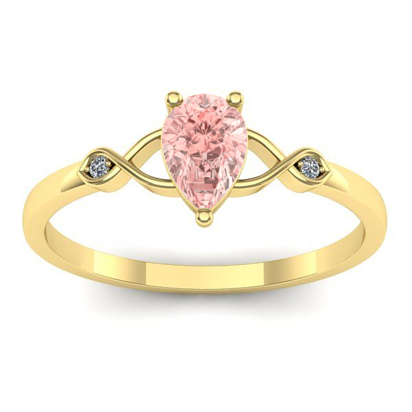 Inel logodna cu diamant de laborator roz lacrima