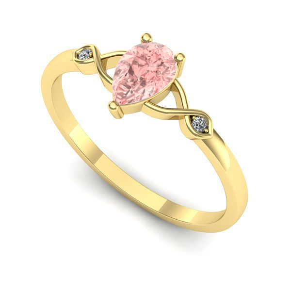 Inel logodna din aur galben cu diamant de laborator roz