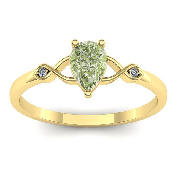 Inel cu diamant de laborator verde lacrima