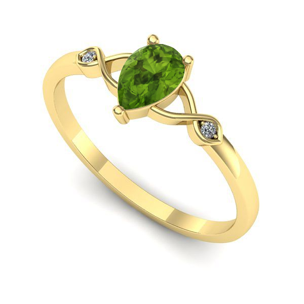 Inel de logodna din aur galben cu peridot