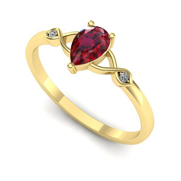 Inel de logodna din aur galben cu rubin