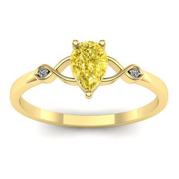 Inel logodna cu safir galben lacrima